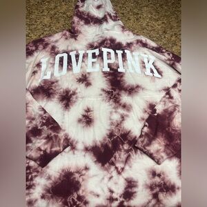 NWT PINK Victoria's Secret Tie-Dye Long Sleeve Campus Hoodie T-shirt Medium